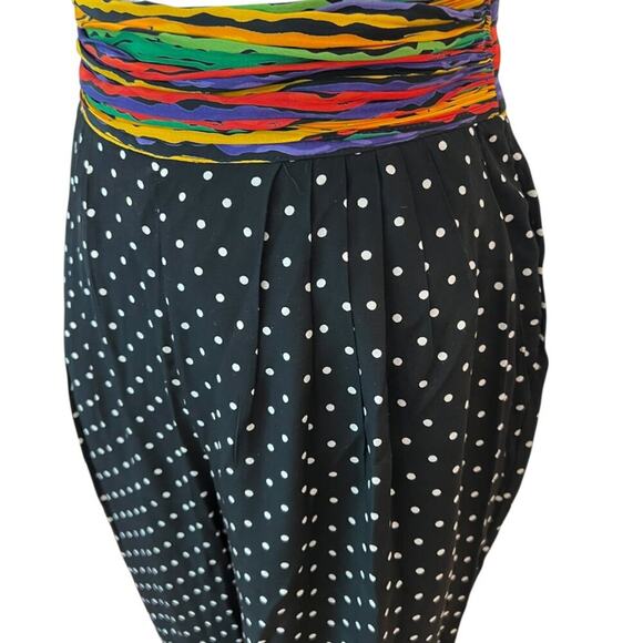 Vintage 80s Set Medium Blazer Pant Set Polka Dot Medium Rainbow Jacket Boho USA - Picture 13 of 16